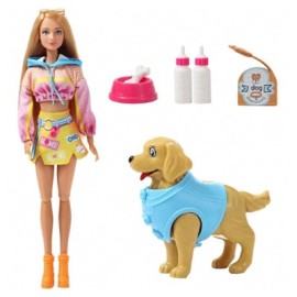 عروسک دخترانه باربی دفا لوسی همراه با سگ و وسایل مدل 8485 Barbie Defa Lucy _اسباب بازی عروسک دخترانه